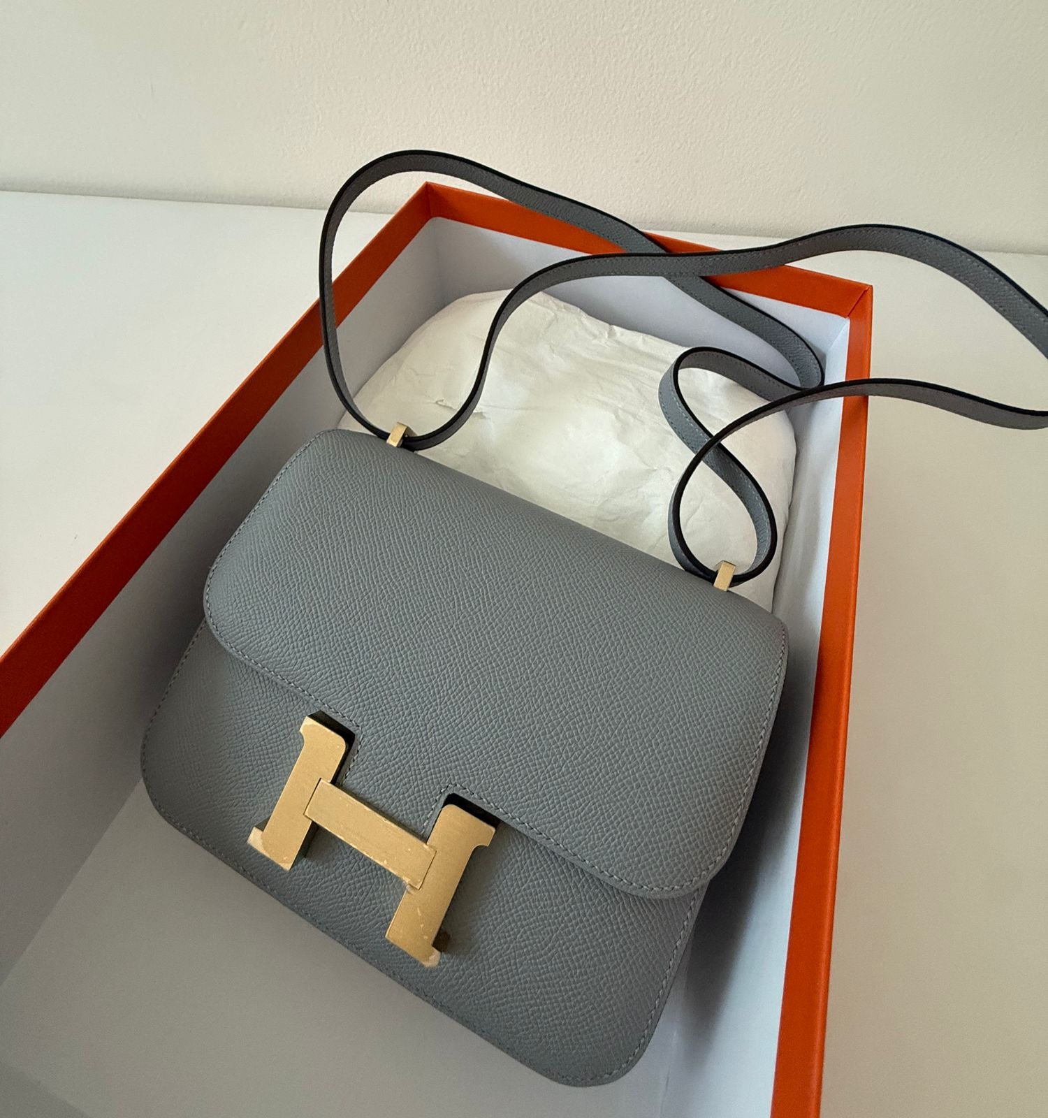 Hermes Constance 18-1 Gris Pantin Epsom Gold Hardware Brushed