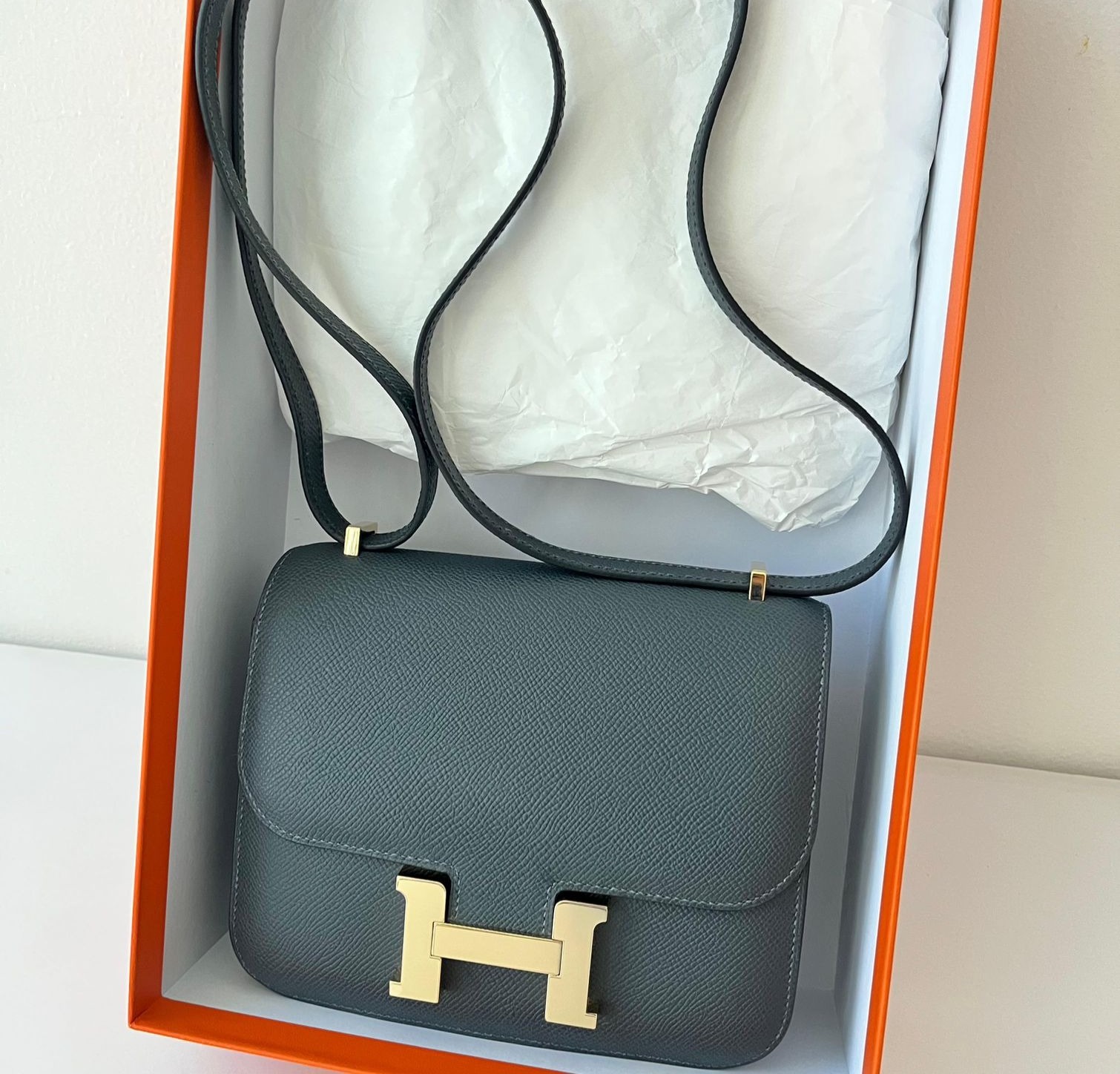 Hermes Constance 18-1 Mirror Gris Misty Epsom Permeabrass Hardware
