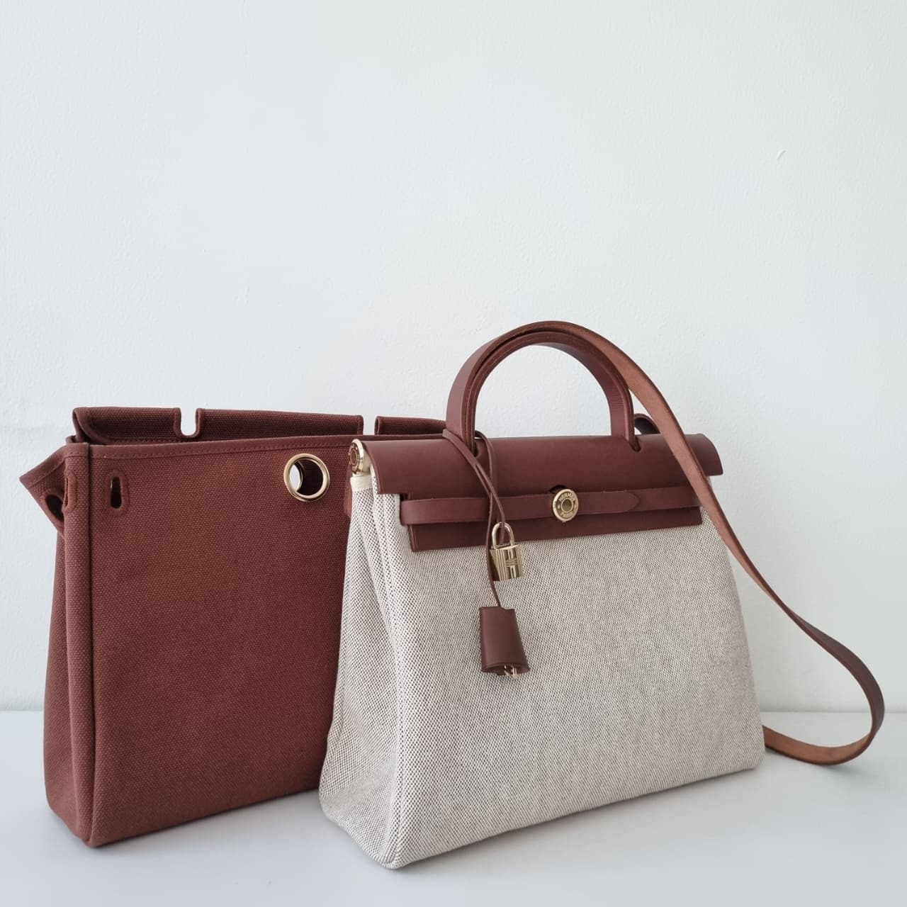 Hermes Excellent Her Bag 31 Ecru Natural 2in1 Gold Hardware