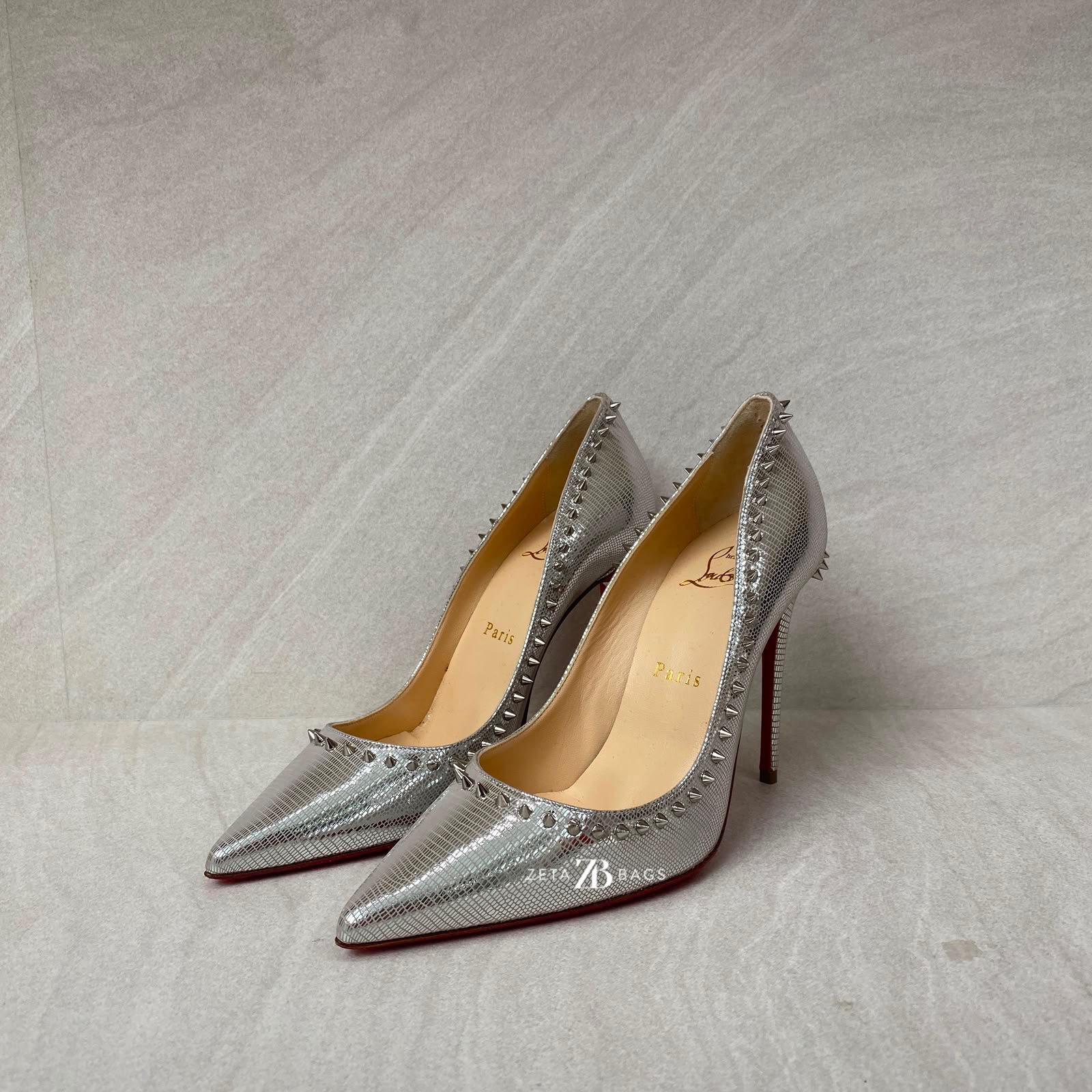 Christian Louboutin Anjalina 100 Metalic Silver