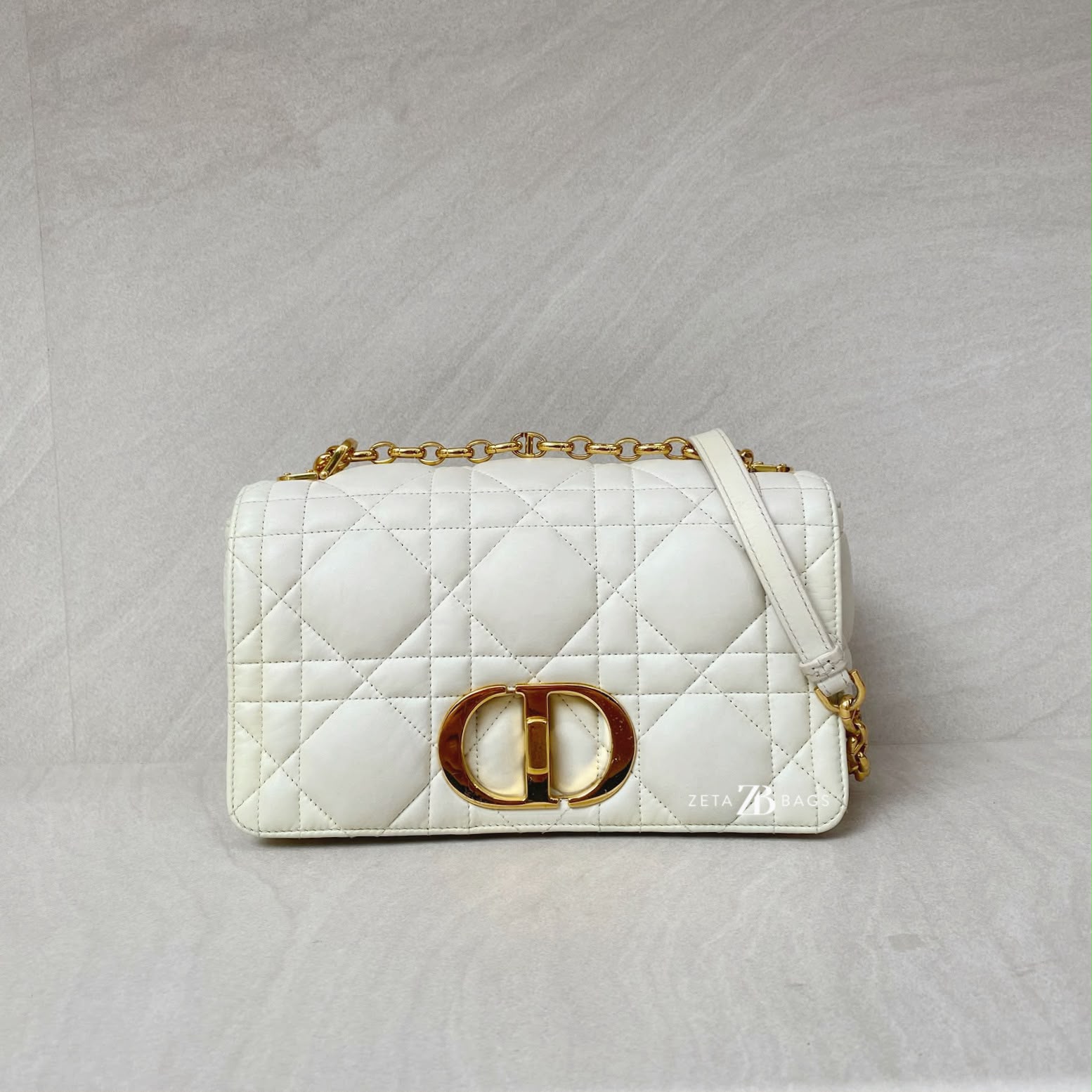 Dior Medium Caro Macrocannge White GHW