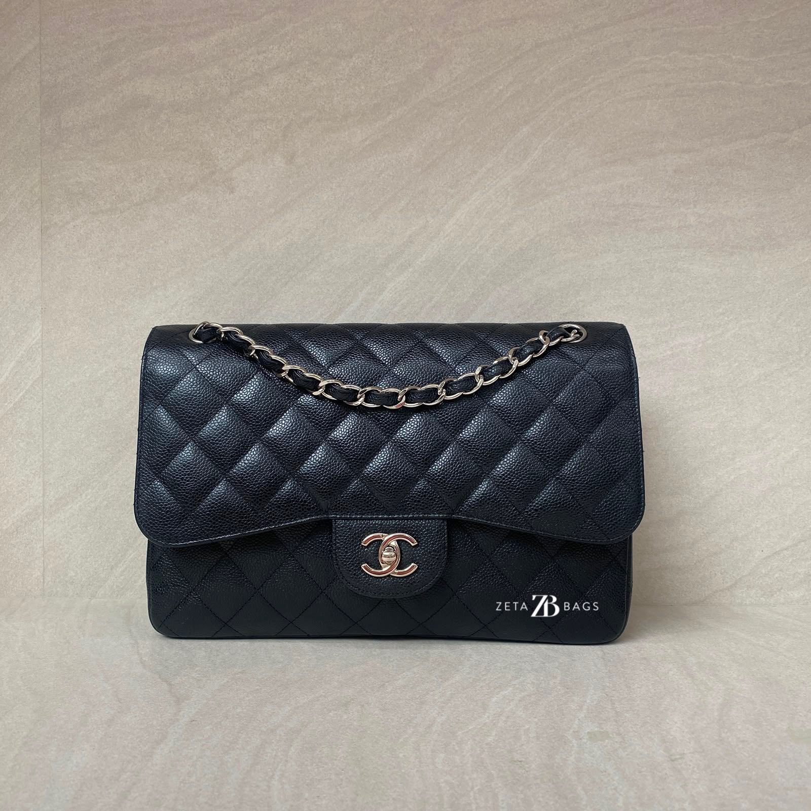 Chanel Jumbo Classic D Flap Caviar Black SHW