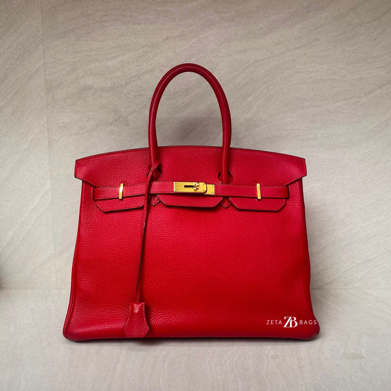 Hermes Birkin 35 Clemence Rouge Casaque GHW
