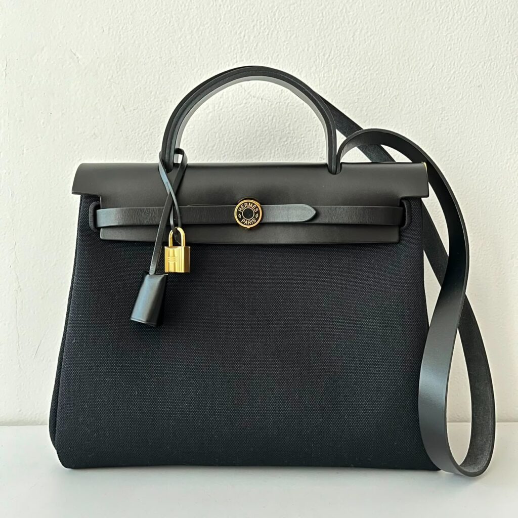Hermes Herbag 31 All black Black Enamel Gold Hardware