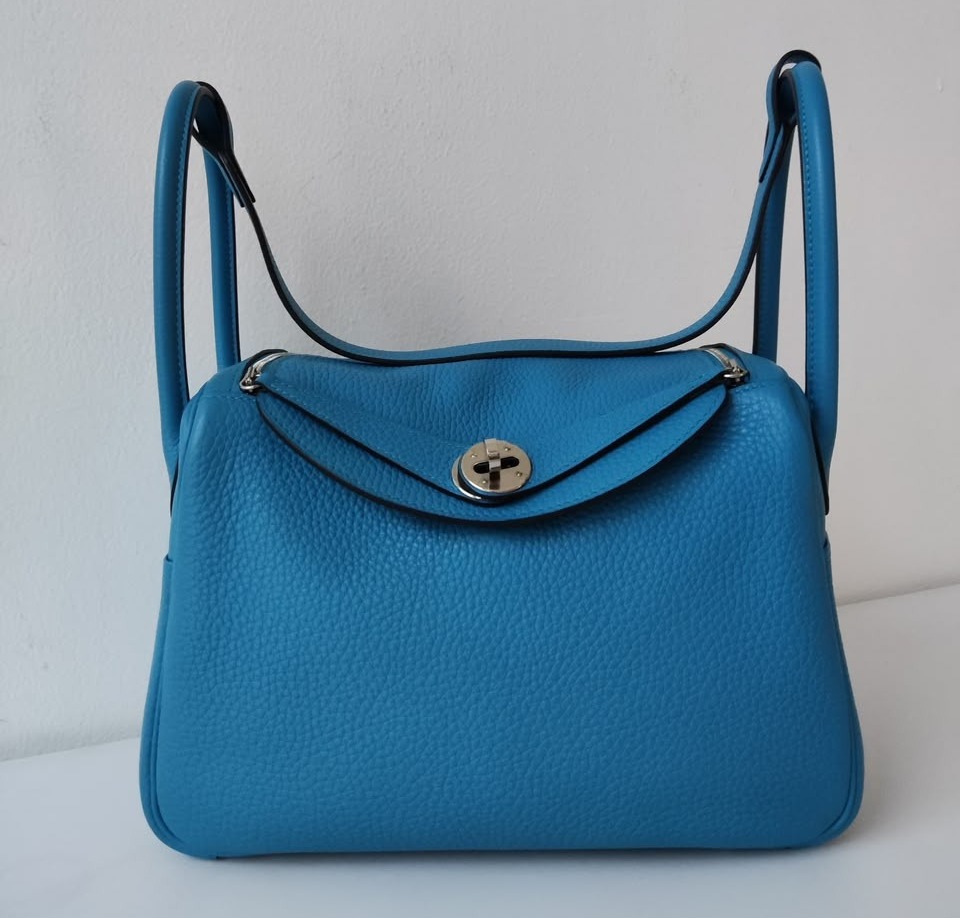 Hermes Lindy 26 Blue Zanzibar/Malachite Clemence Palladium Hardware