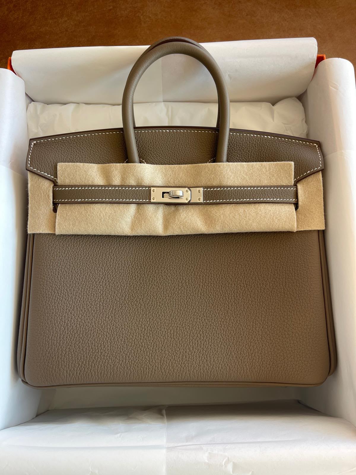 Hermes Birkin 25 Etoupe Togo Palladium Hardware