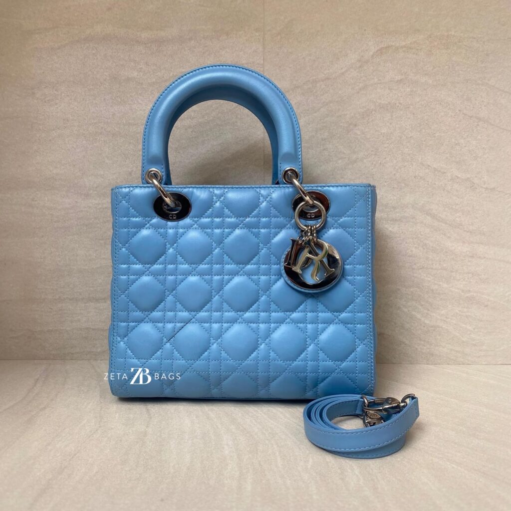 Dior Ladydior Medium Lambskin Blue SHW
