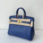 Hermes Birkin 25 Blue Saphire/Gris Moutte Novilo Leather Gold Hardware