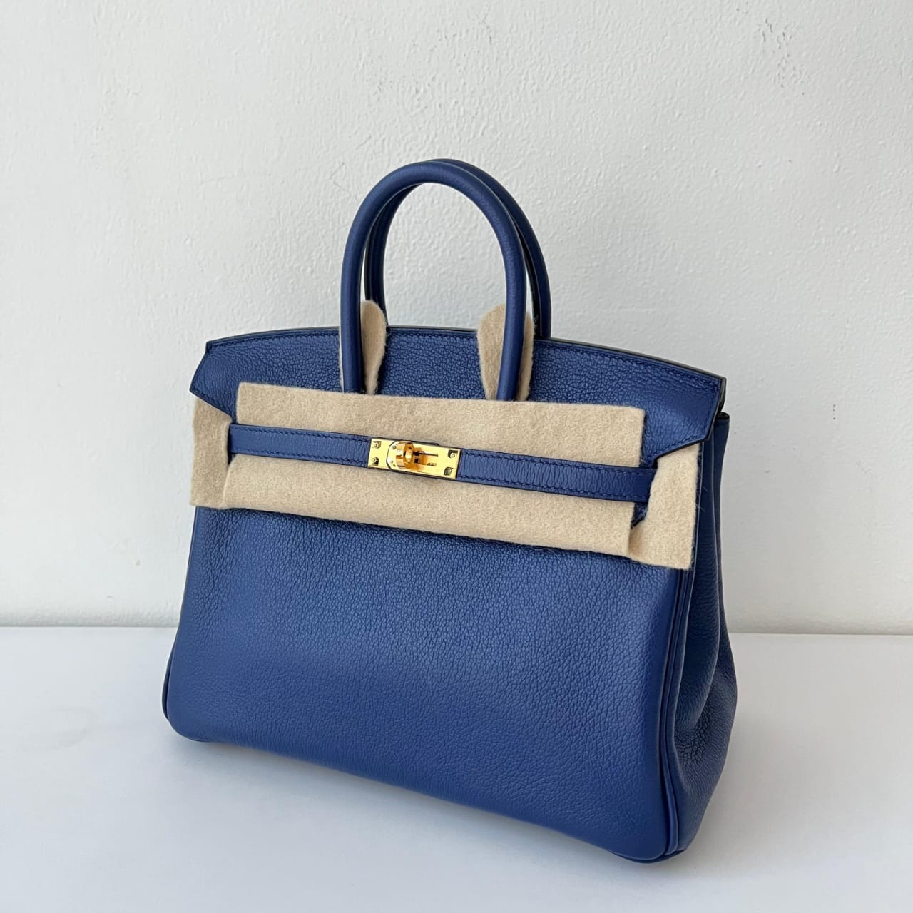 Hermes Birkin 25 Blue Saphire/Gris Moutte Novilo Leather Gold Hardware