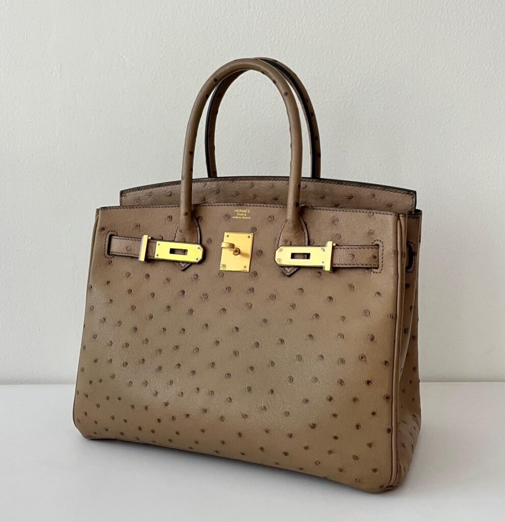 Hermes Birkin 30 Gris T Ostrich Gold Hardware