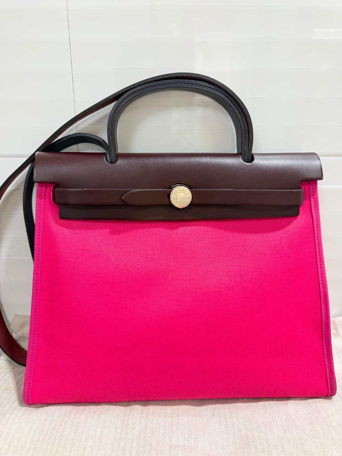 Hermes Herbag 31 Berliner Rose Extreme/Rouge Sellier Palladium Hardware