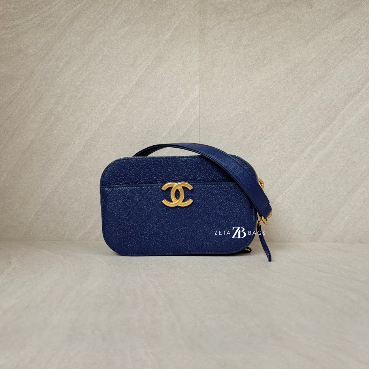 Chanel Chic Affianty Belt Bag Caviar Blue GHW