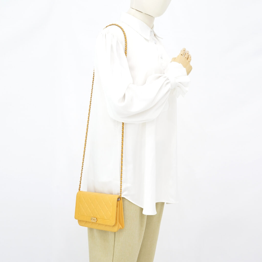 Chanel Boy WOC Lambskin Yellow GHW