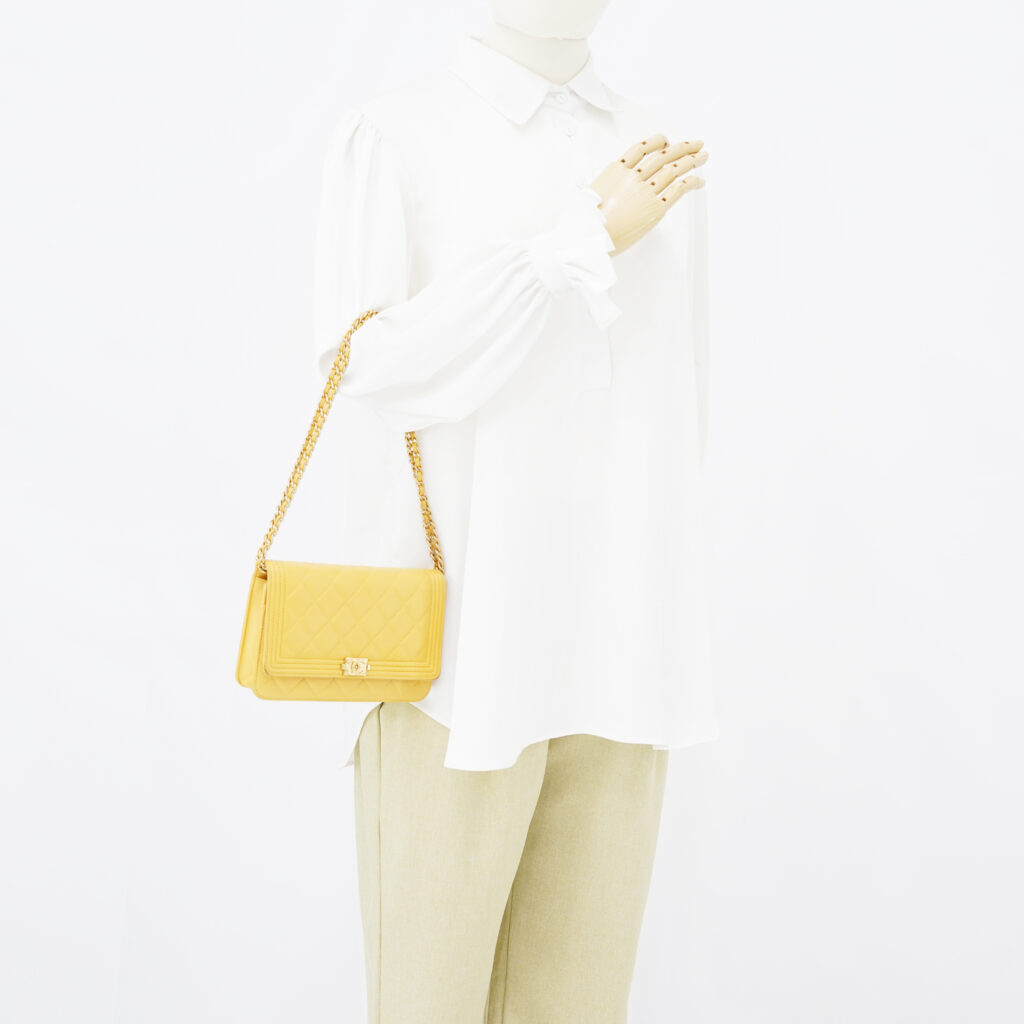 Chanel Boy WOC Lambskin Yellow GHW