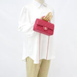 Chanel Mini Rectangle Top Handle Lambskin Bicolor Fuchsia Pink GHW