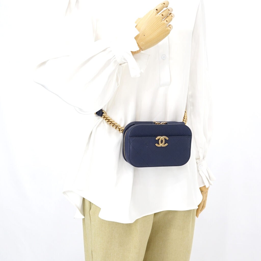 Chanel Chic Affianty Belt Bag Caviar Blue GHW