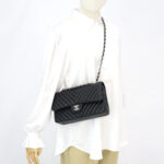 Chanel Medium Classic D Flap Chevron Caviar Black SHW