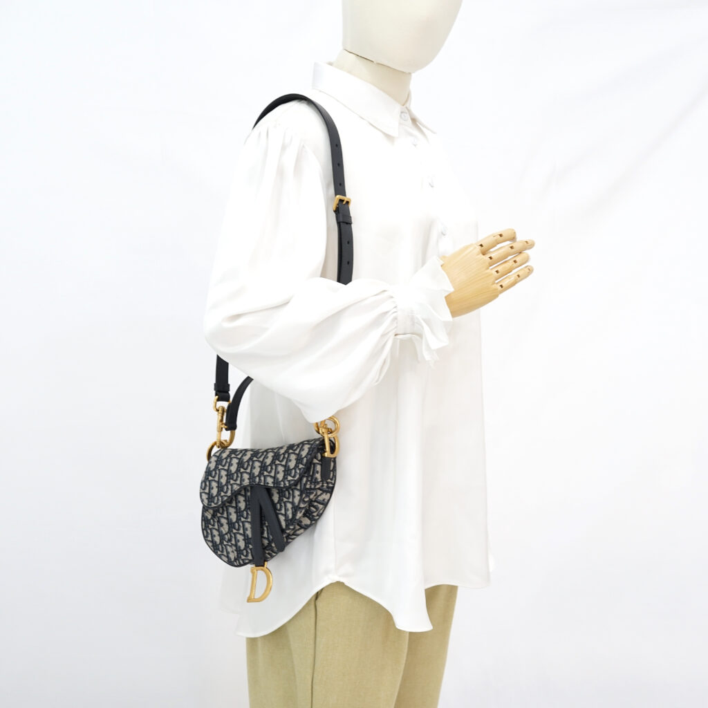 Dior Saddle Mini Oblique Canvas Blue GHW