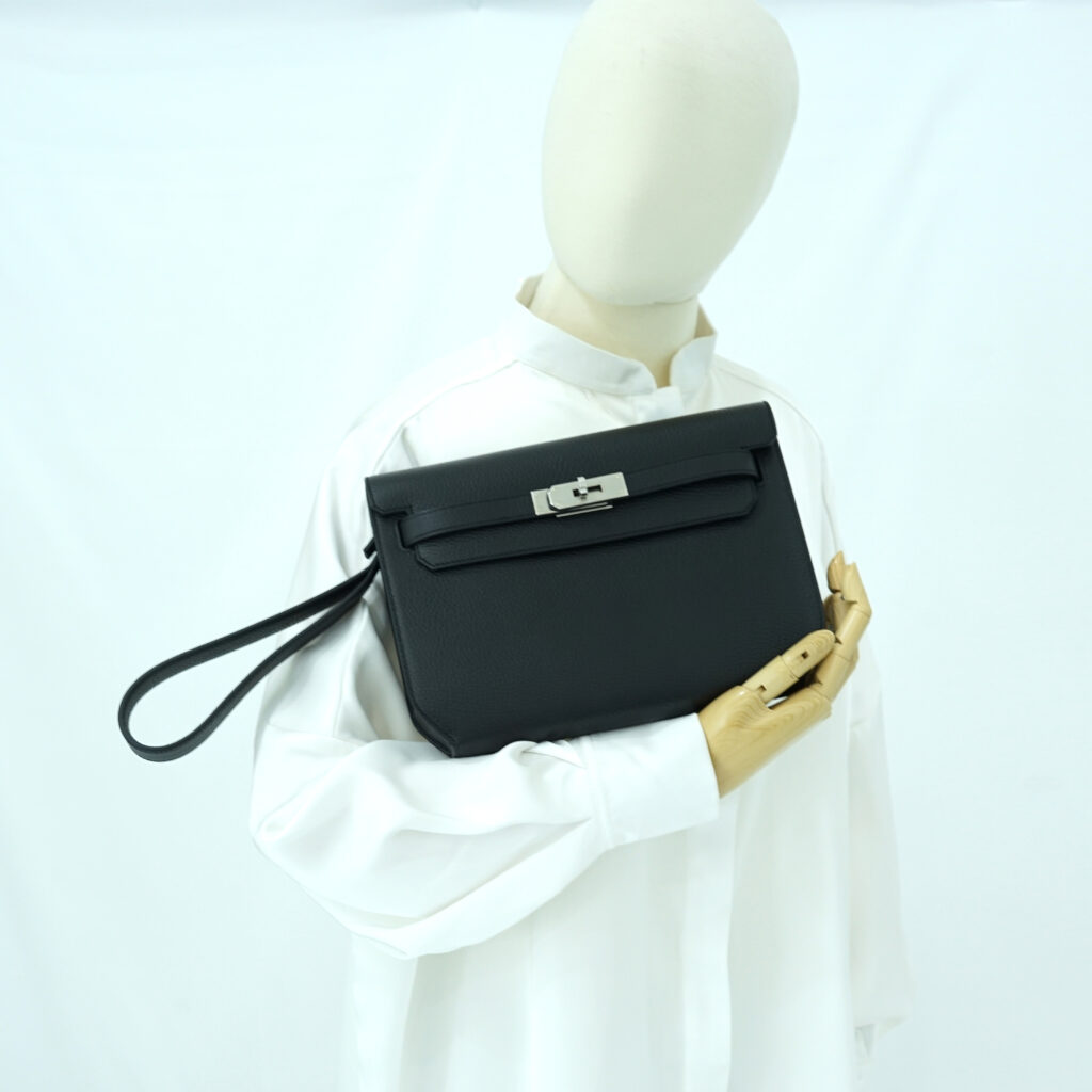 Hermes Kelly Depeches 25 Pouch Togo Noir PHW