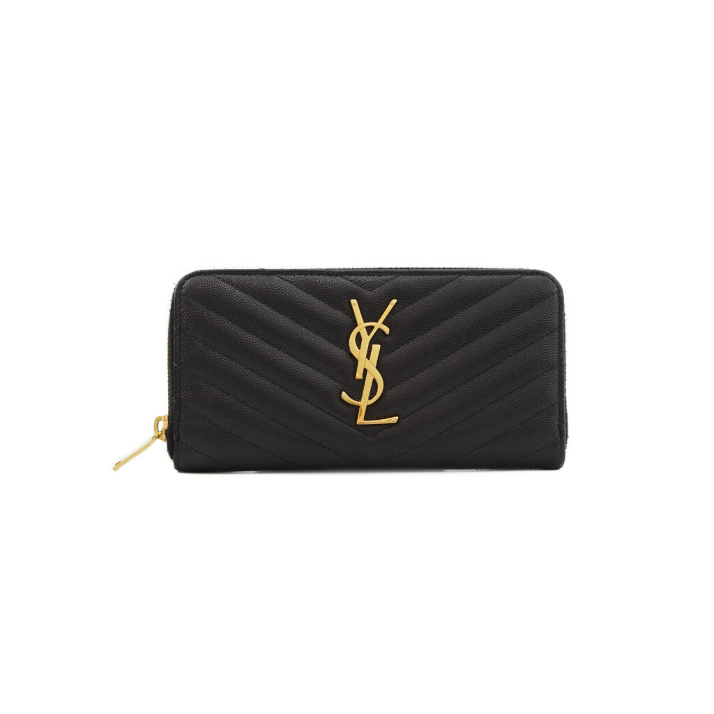 Saint Laurent Cassandre Zip Long Black Grain GHW