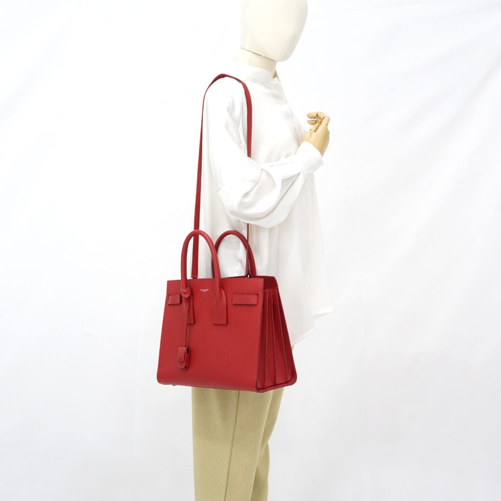 Saint Laurent SAC De Jour Grained Red SHW