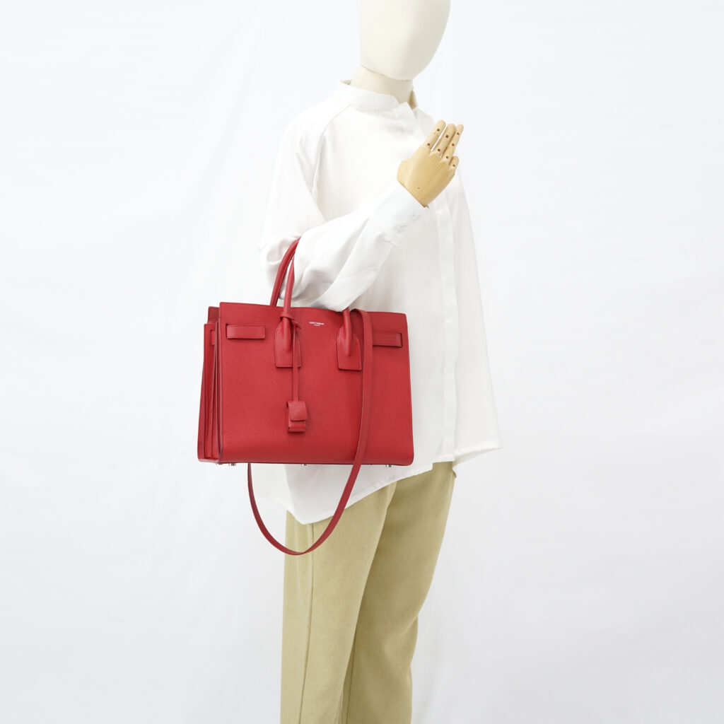 Saint Laurent SAC De Jour Grained Red SHW