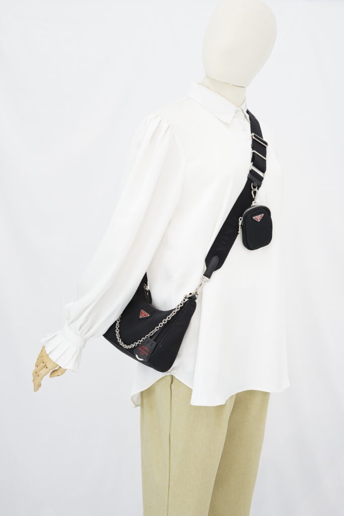 Prada Re-Edition Saffiano Tessito Nero SHW
