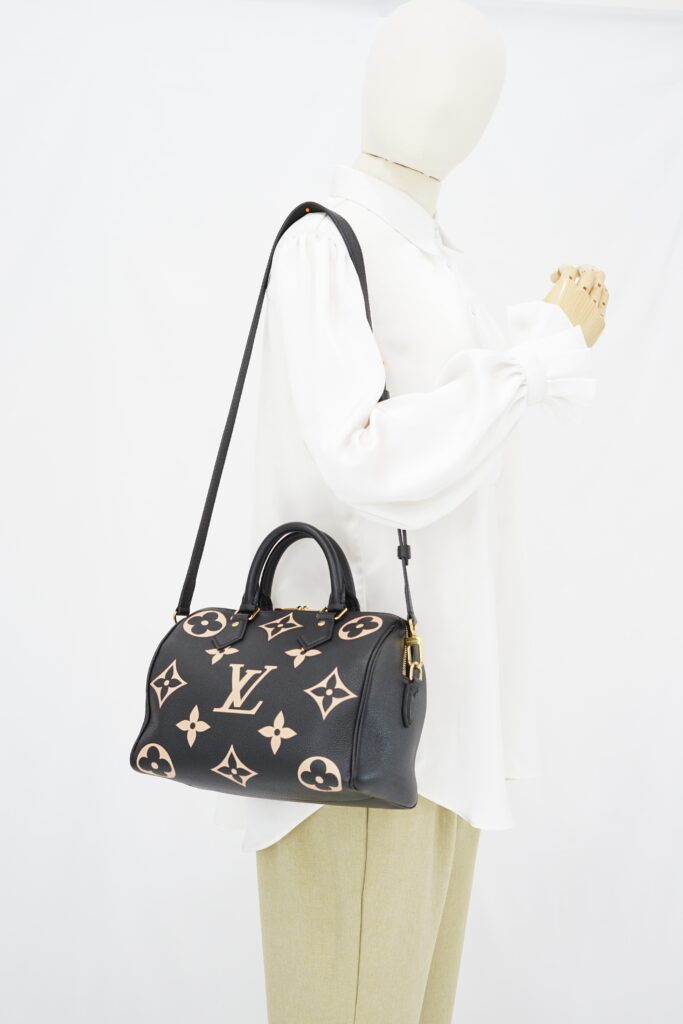Louis Vuitton Speedy Bandou 25 Monogram Empreinte Noir Creme GHW