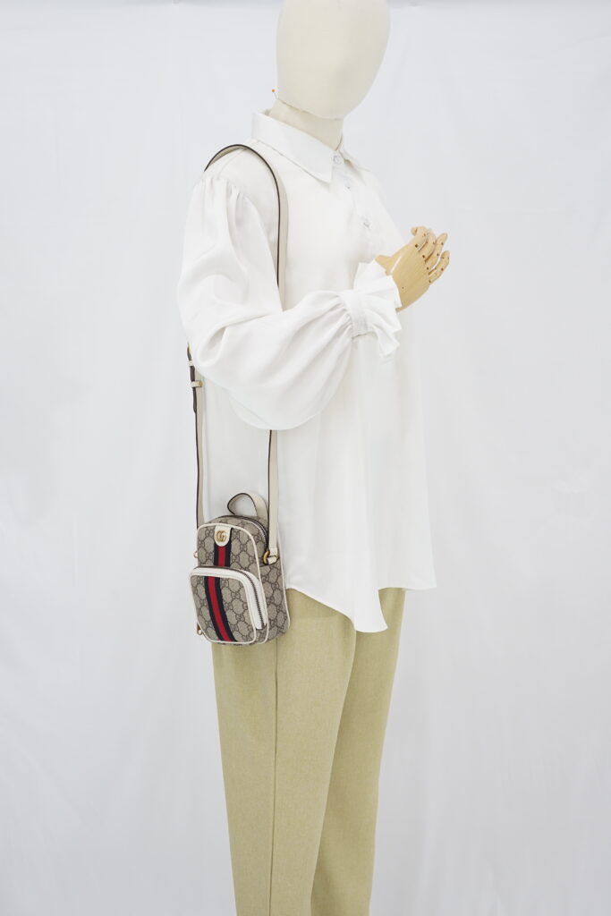 Gucci Mini Ophidia Double Zip GG Supreme Beige White GHW