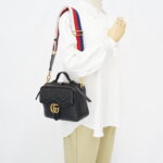 Gucci Marmont Zip Top Handle Leather Black GHW