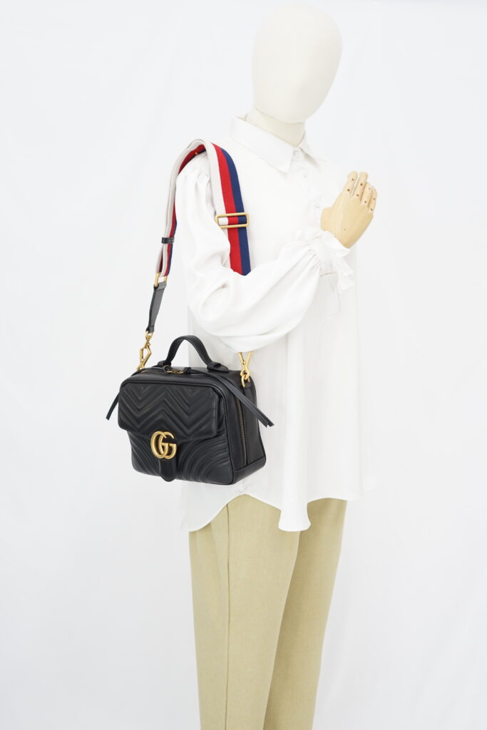 Gucci Marmont Zip Top Handle Leather Black GHW