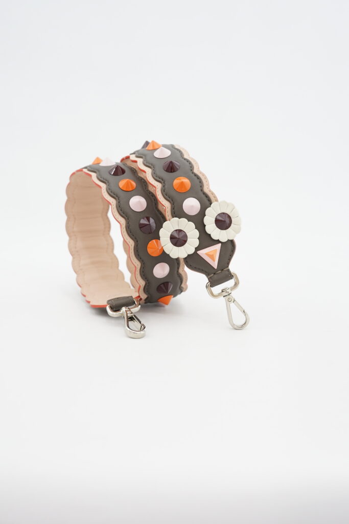 Fendi Strap Studded Flower Grey Multicolor