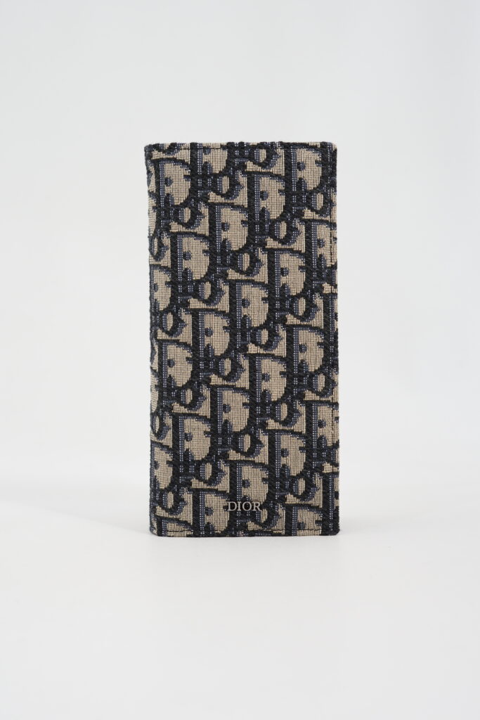Dior Fold Long Wallet Canvas Blue Oblique