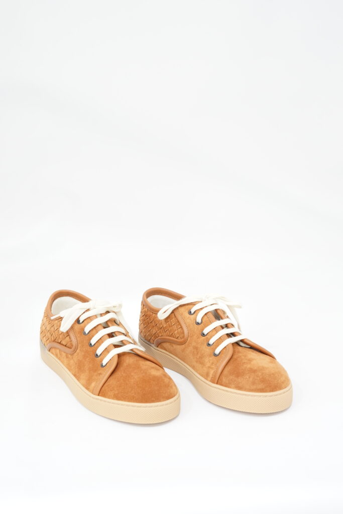 Bottega Veneta Woven Sneakers Intercciato Suede Brown