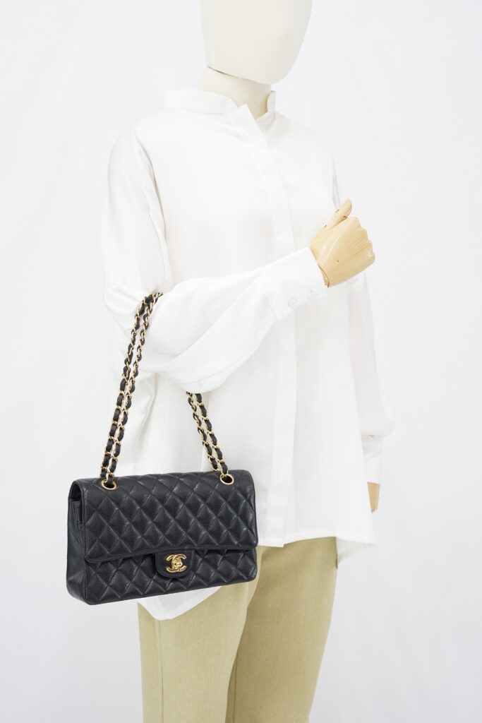 Chanel Medium Classic D Flap Caviar Black GHW