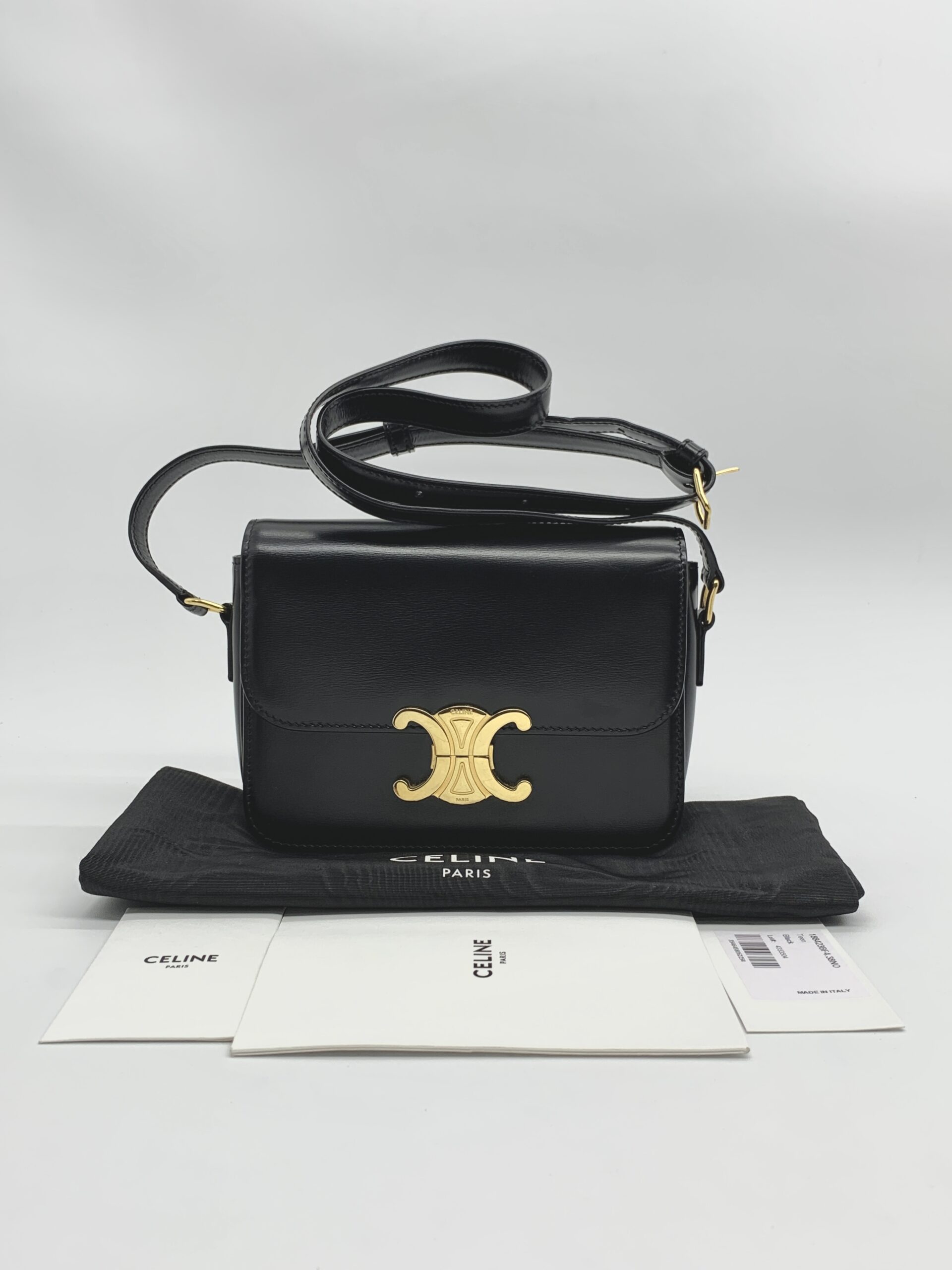Celine Teen Triomphe Shiny Black GHW