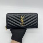 Saint Laurent Cassandre Zip Long Black Grain GHW