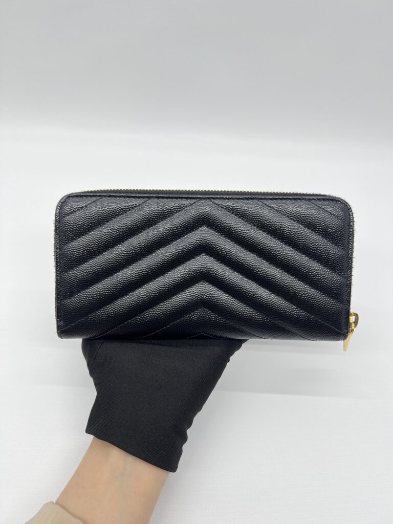 Saint Laurent Cassandre Zip Long Black Grain GHW