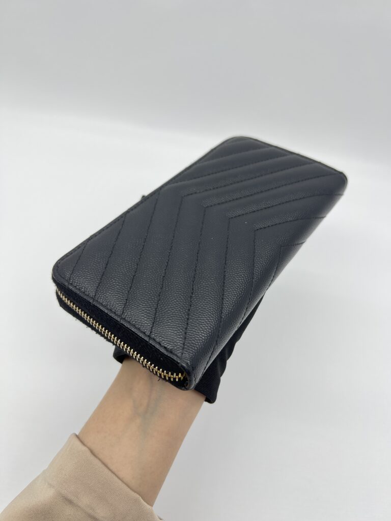 Saint Laurent Cassandre Zip Long Black Grain GHW
