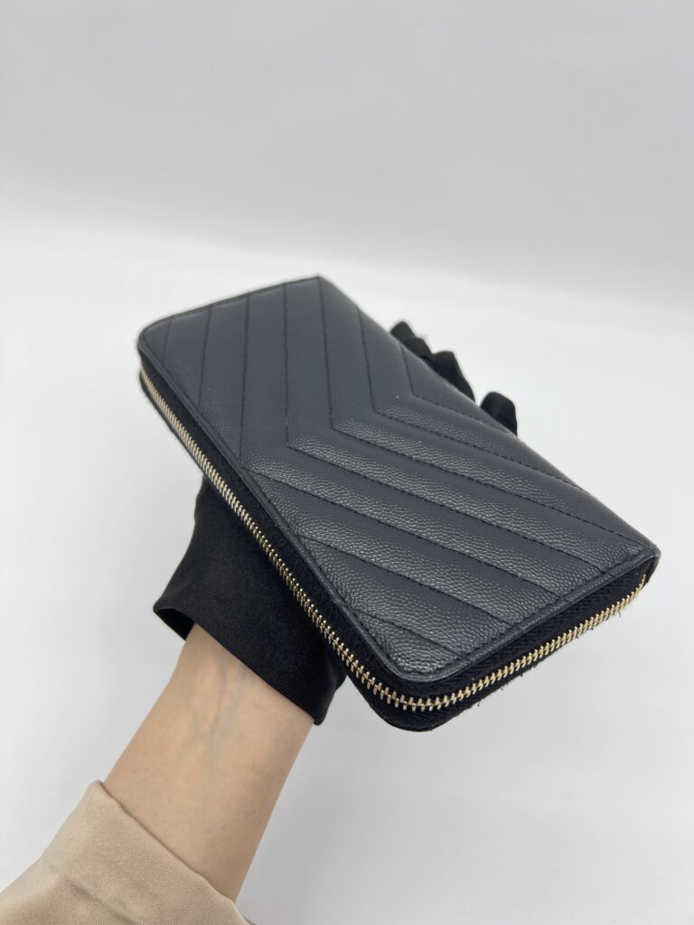 Saint Laurent Cassandre Zip Long Black Grain GHW