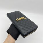 Saint Laurent Cassandre Zip Long Black Grain GHW
