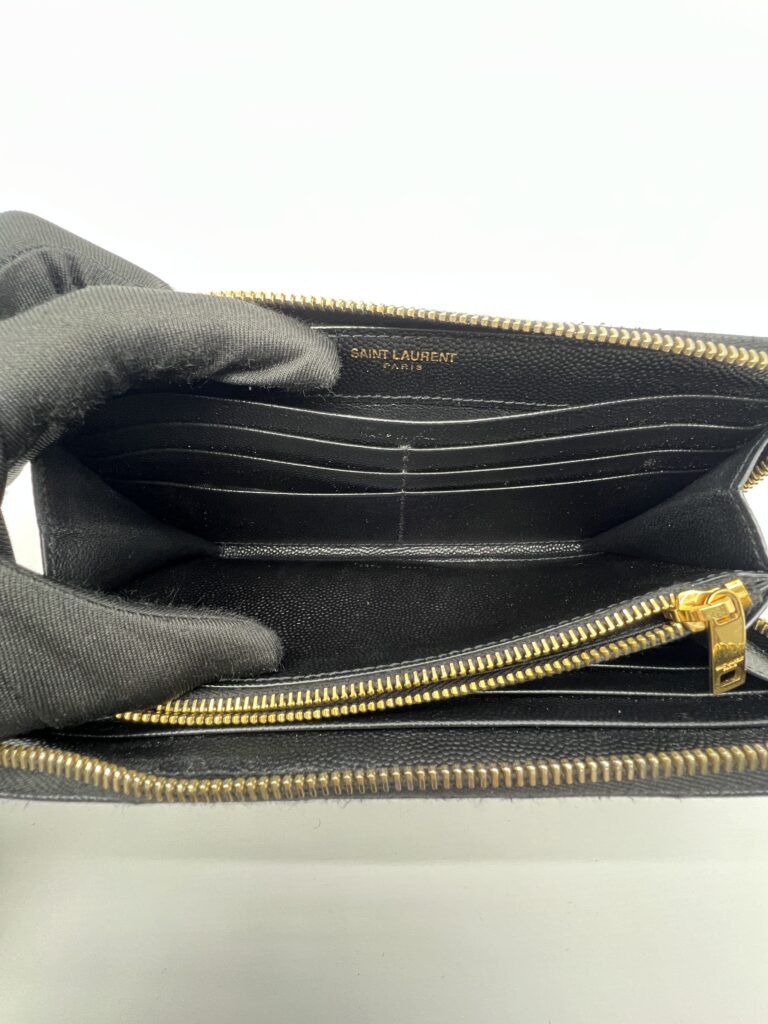 Saint Laurent Cassandre Zip Long Black Grain GHW