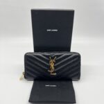 Saint Laurent Cassandre Zip Long Black Grain GHW