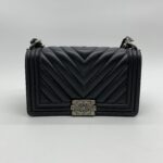 Chanel Boy 25 Chevron Black RHW