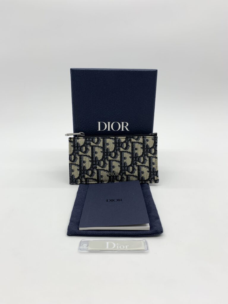 Dior Zip Card Holder Blue Oblique Canvas