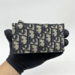 Dior Zip Card Holder Blue Oblique Canvas
