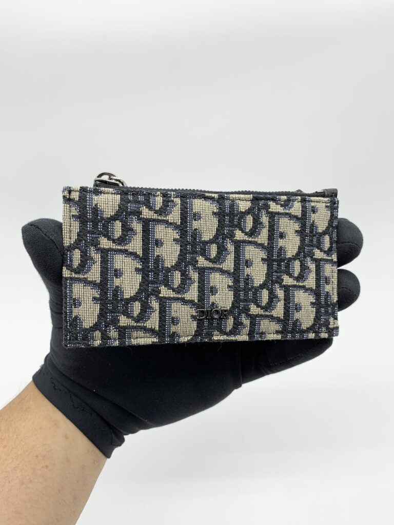 Dior Zip Card Holder Blue Oblique Canvas