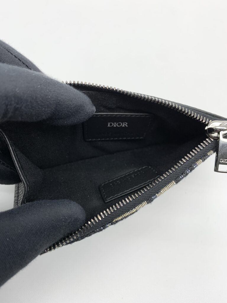 Dior Zip Card Holder Blue Oblique Canvas