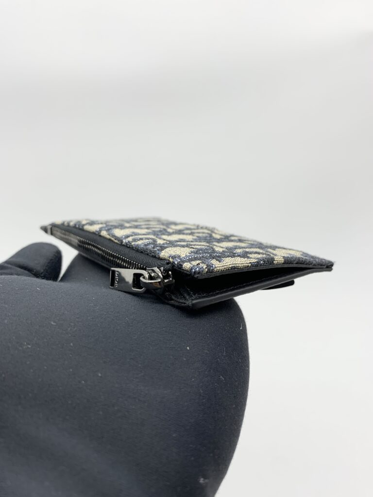 Dior Zip Card Holder Blue Oblique Canvas