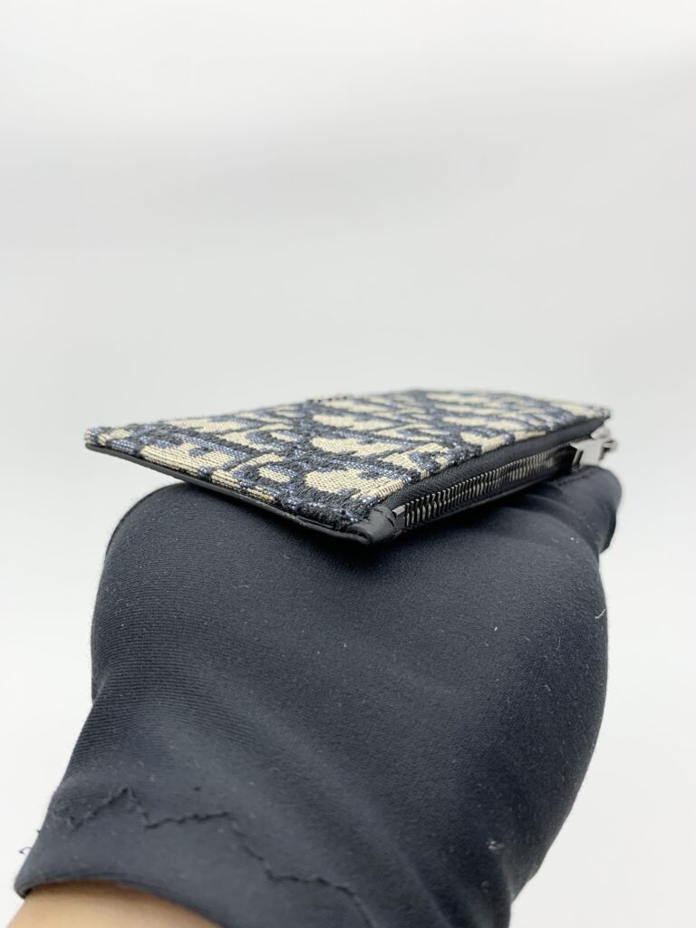 Dior Zip Card Holder Blue Oblique Canvas